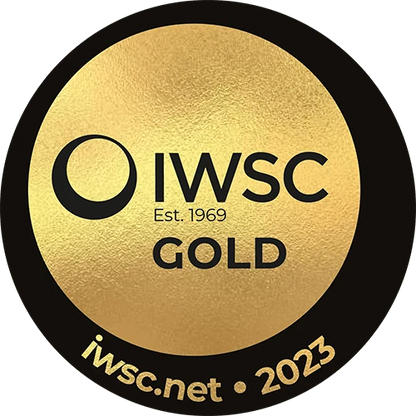 IWC Gold award badge with golden circle, Est. 1969, and 2023 text