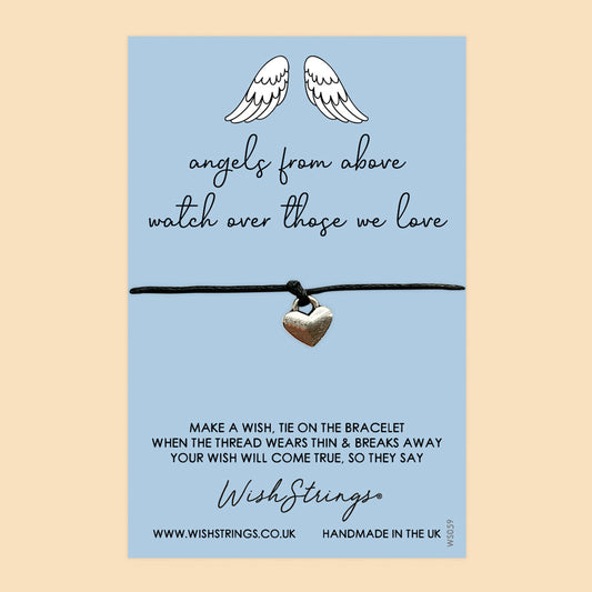 WishStrings ‘Angels from Above, Watch Over Those We Love’ Wish Bracelet | Thoughtful Sympathy Gift | Meaningful Condolence Bracelet
