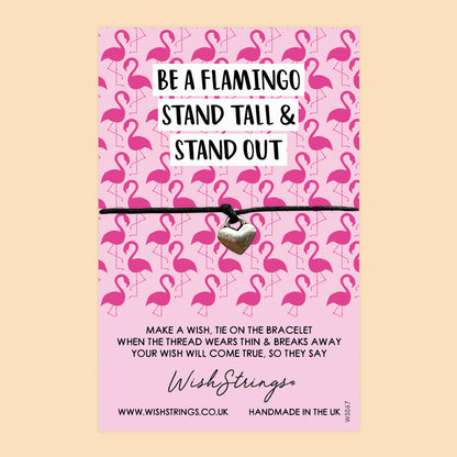 WishStrings ‘Be a Flamingo’ Wish Bracelet | Cute Positivity Gift | Meaningful Make a Wish Bracelet for Confidence & Joy