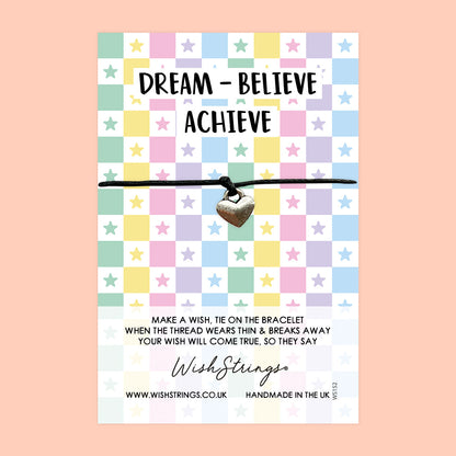 WishStrings ‘Dream, Believe, Achieve’ Wish Bracelet | Good Luck Gift | Lucky Charm for Chasing Dreams & Success