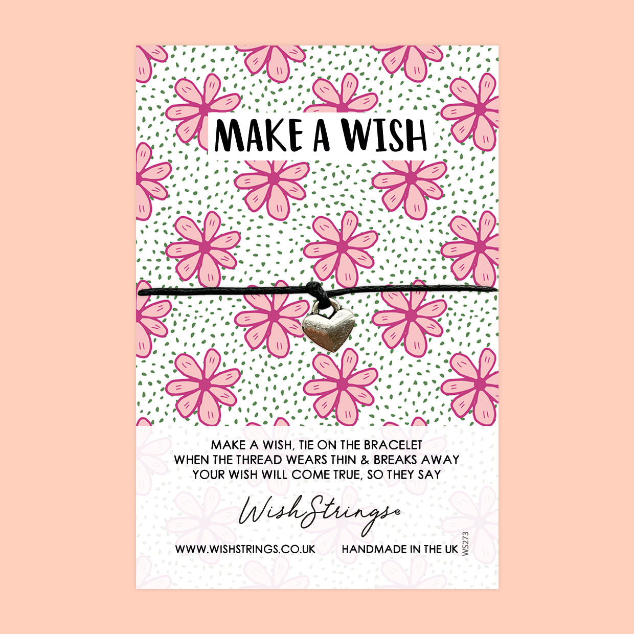 WishStrings ‘Make a Wish’ Wish Bracelet | Flower Pattern Design | Thoughtful Gift to Inspire Dreams & Positivity