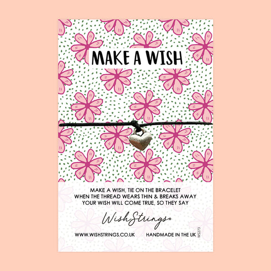 WishStrings ‘Make a Wish’ Wish Bracelet | Flower Pattern Design | Thoughtful Gift to Inspire Dreams & Positivity